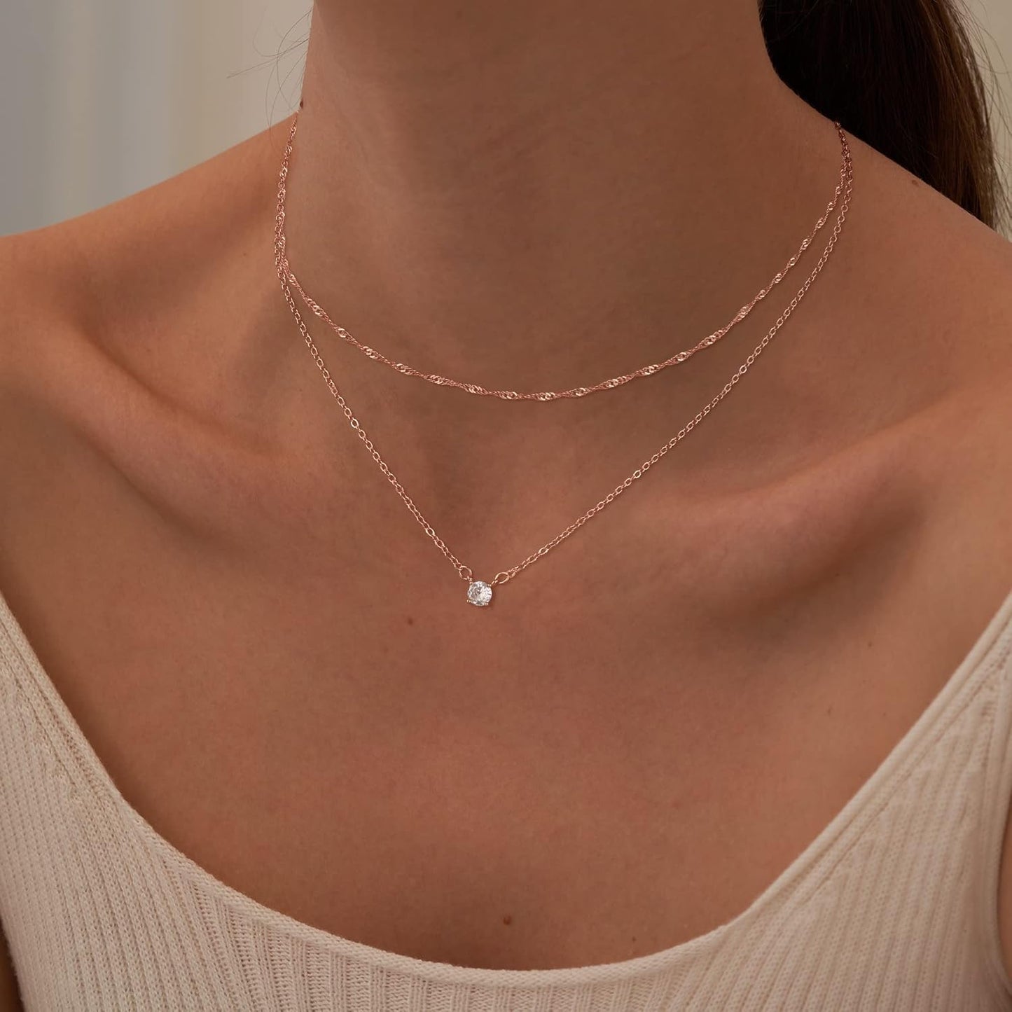Diamond Choker Necklace for Women: Dainty 14K Gold/Sterling Silver Gold Plated CZ Jewelry, Trendy Gift