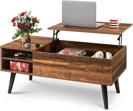 Lift Top Coffee Table for Living Room, with Storage, Adjustable Shelf and Storage Compartment