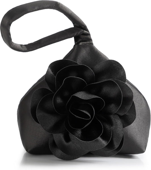 Clutch Purses for Women - Evening Bags Flower Satin Handbag Classy Wristlet Purse for Party Daily Wedding