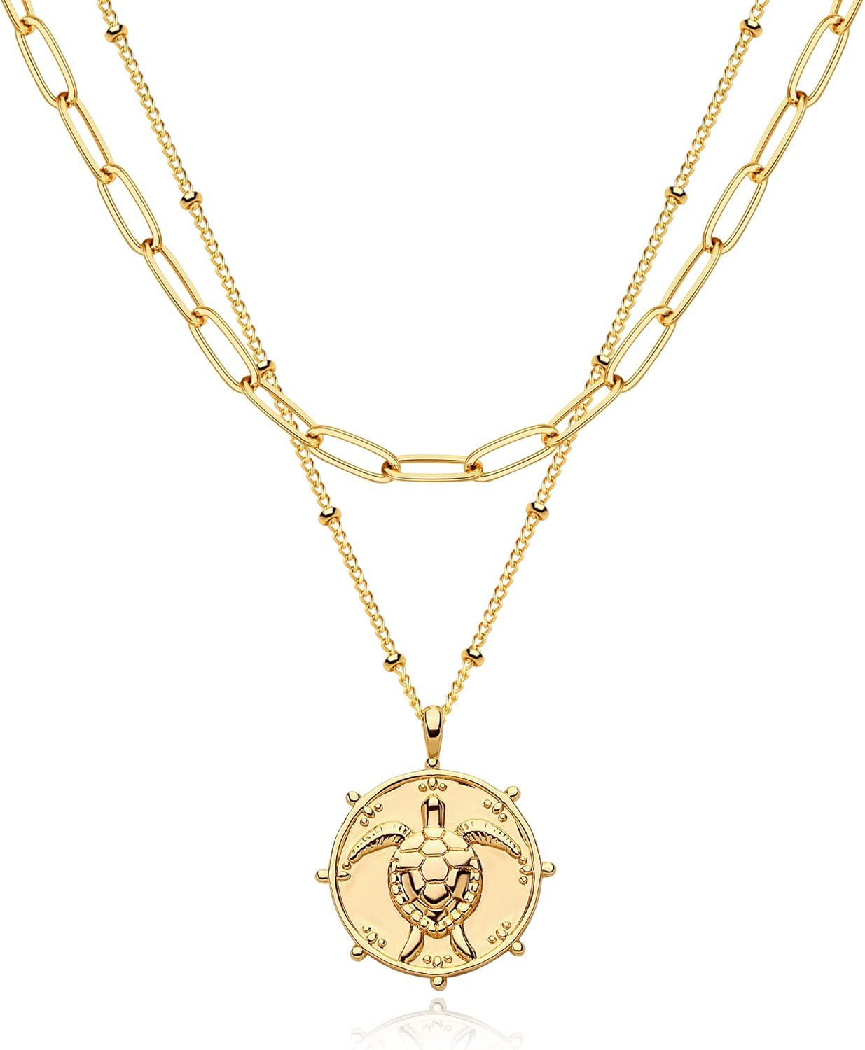 Layered Heart Necklace, Handmade 18K Gold Plated Dainty Choker With Arrow Bar Pendant for Women