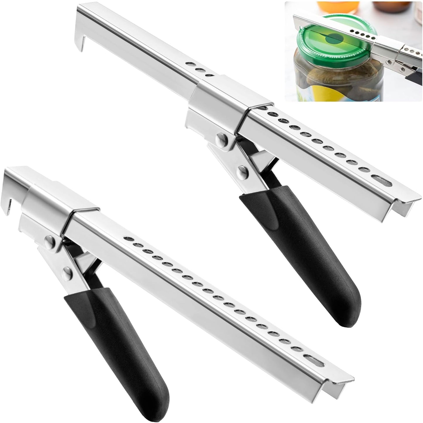 Dreyoo 2 Pack Adjustable Jar Can Opener, Multifunctional Stainless Steel Can Opener with Jar Grippe