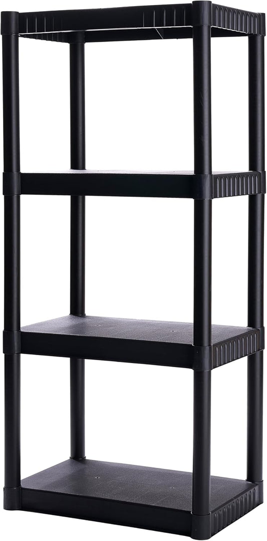 4-Shelf Plastic Storage Shelves, 48” x 23” x 14”,   Easy to Assemble, Durable Plastic Shelving Unit