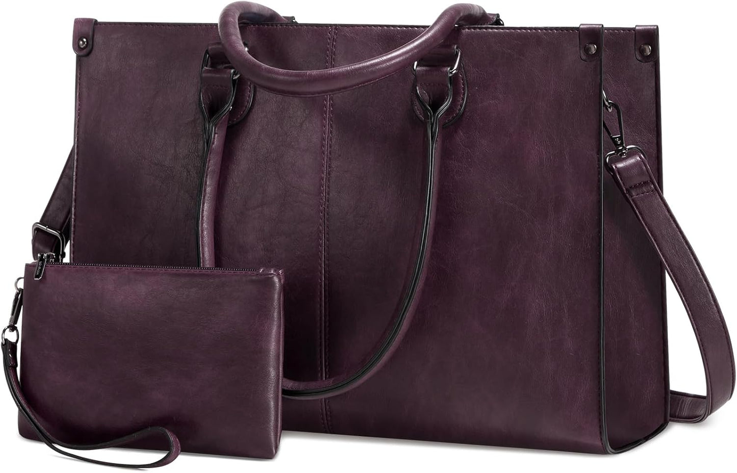 15.6 Inch Large Capacity Vintage Leather Work Computer Bag, Business Casual Shoulder Handbag