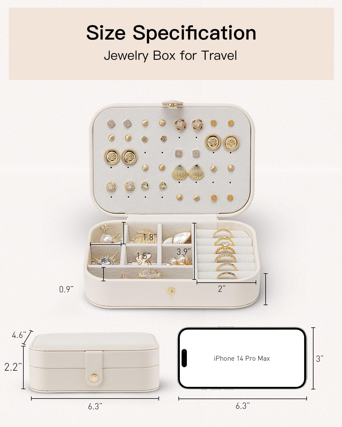 Travel Jewelry Case, PU Leather Small Mini Jewelry Box for Rings, Necklaces, Bracelet