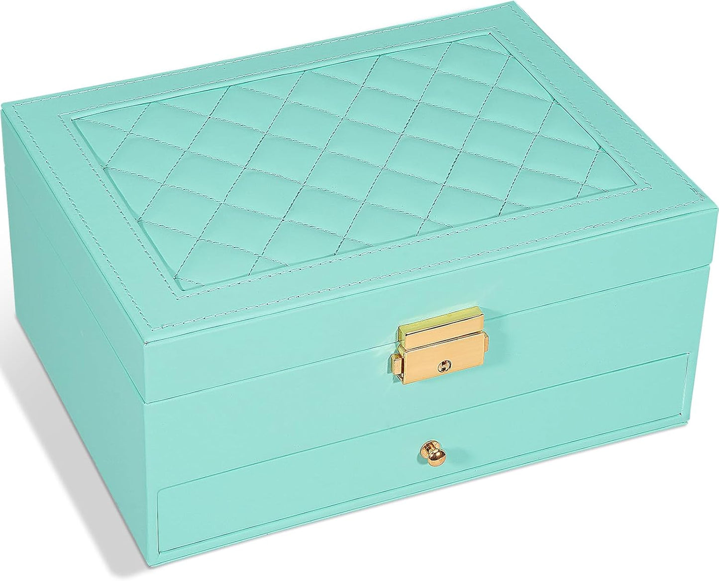 Jewelry Box - Large PU Leather Jewelry Organizer Storage Case with Two Layers Display