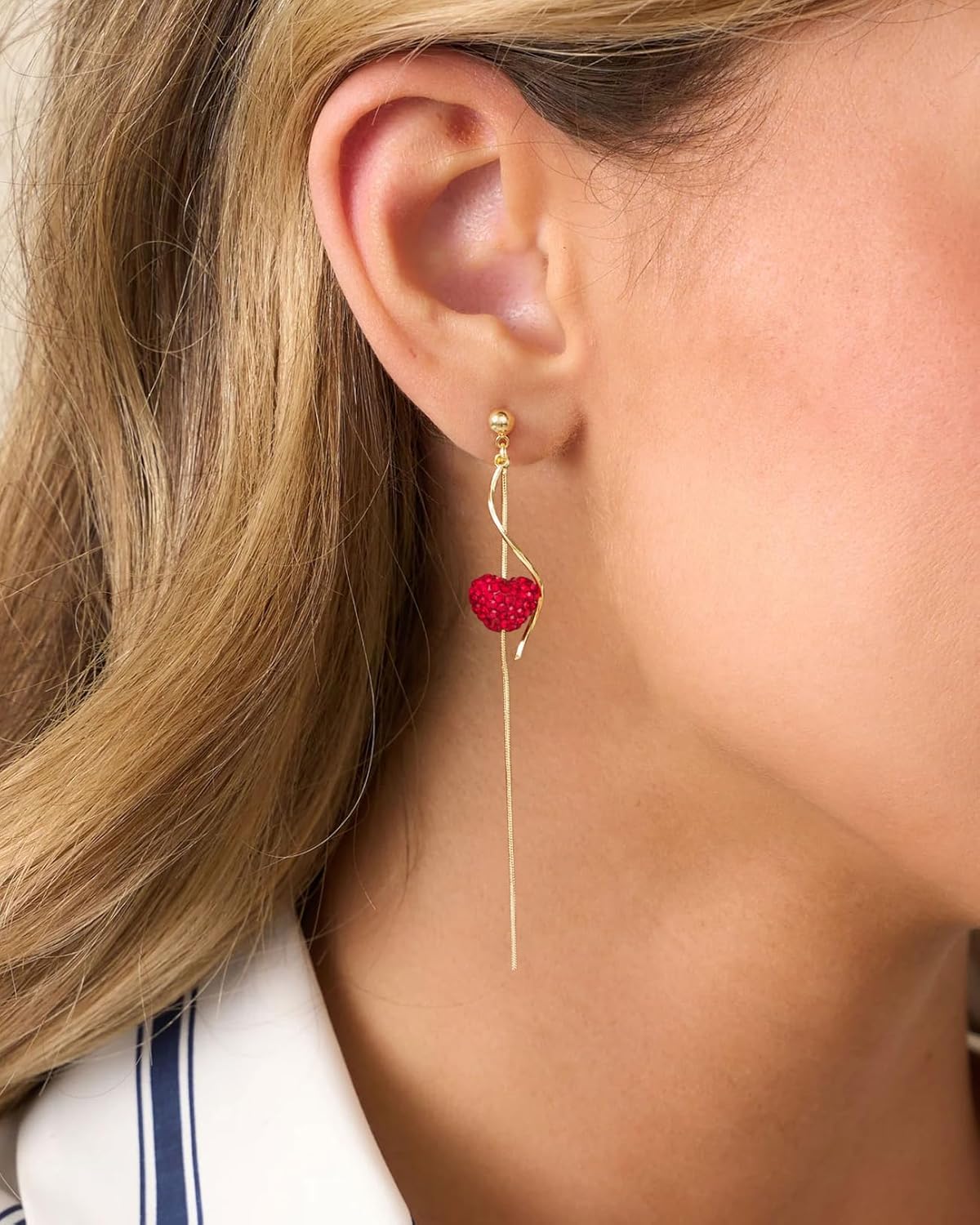 Dangle Earrings for Women- 14K Gold Plated Butterfly Heart Star Hoop Chain Tassel Design Long Dangle Earrings