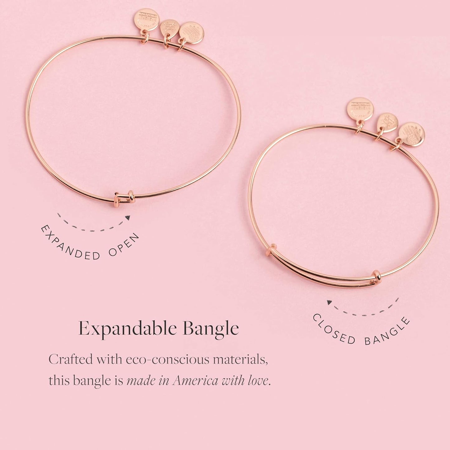 Alex and Ani Expandable Bangle for Women, Initials A to Z Letter Charms, Shiny Finish, 2 to 3.5 in