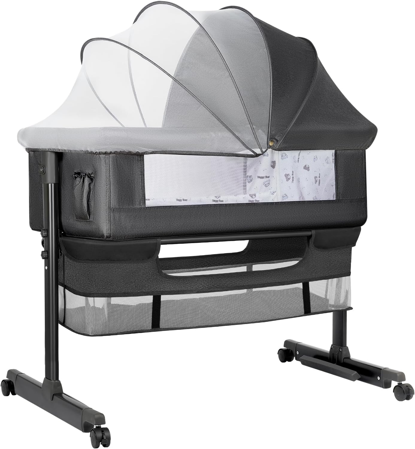 Bassinet,  Basinet Bedside Sleeper, Easy to Fold Portable Crib Side Bassinet  (Dark Gray)