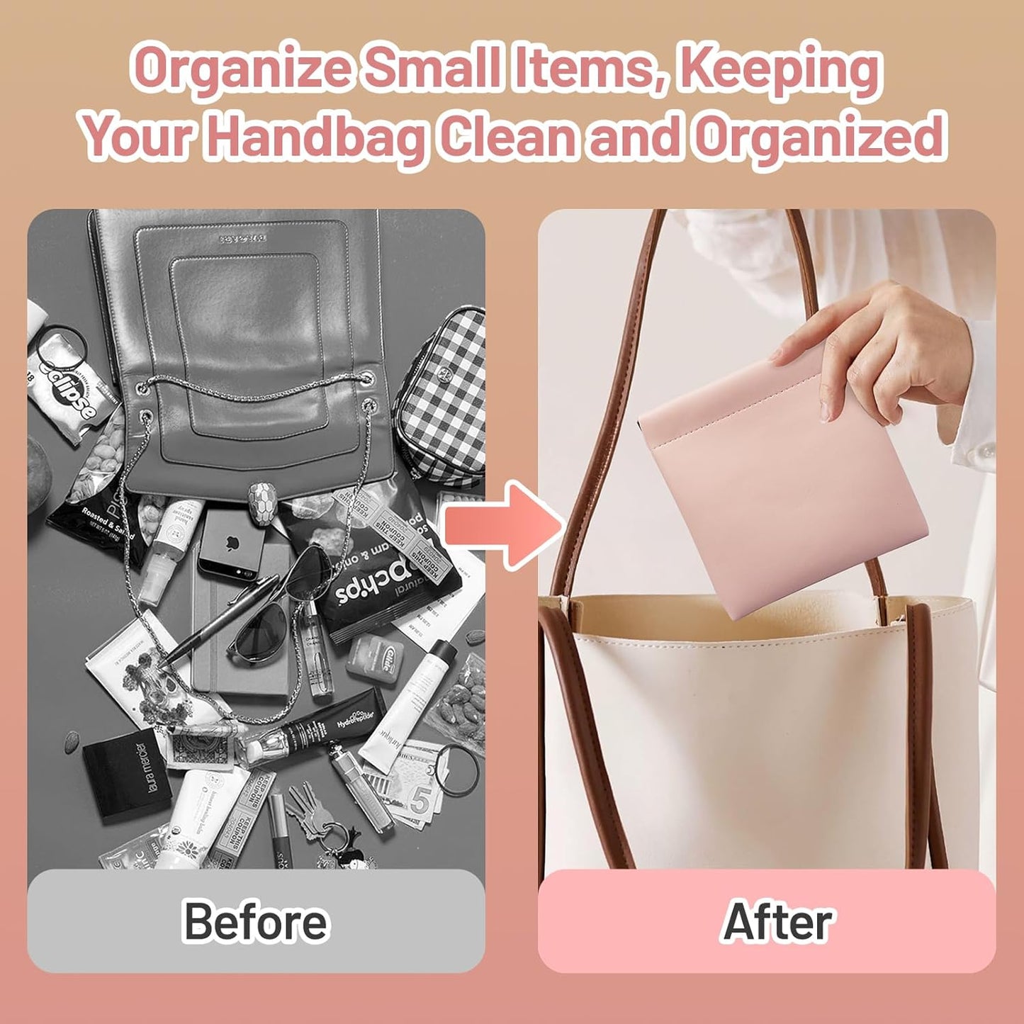 4.72″x4.72″ Small Pouches for Purse, 4count Cute Snap Closure Storages, Mini Organizer for Inside