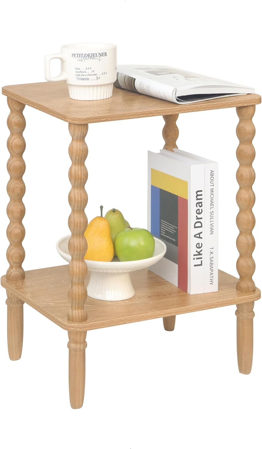 Side Table, Small End Table with Storage Shelf, 2-Tier Small Coffee Tables Living Room
