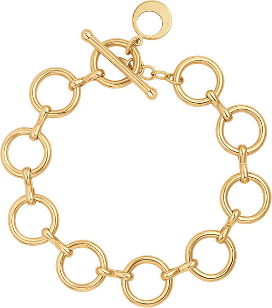 18k Gold Plated Personalized Chunky Cuban Oval Link Chain Bracelets for Men Toggle Rope Bracelet Jewelry for Women