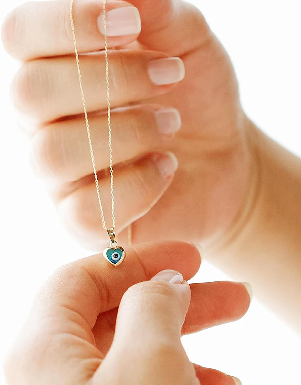 Evil Eye Necklace: 14K Gold Plated Blue CZ Diamond Boho Pendant for Women, Protection Gift