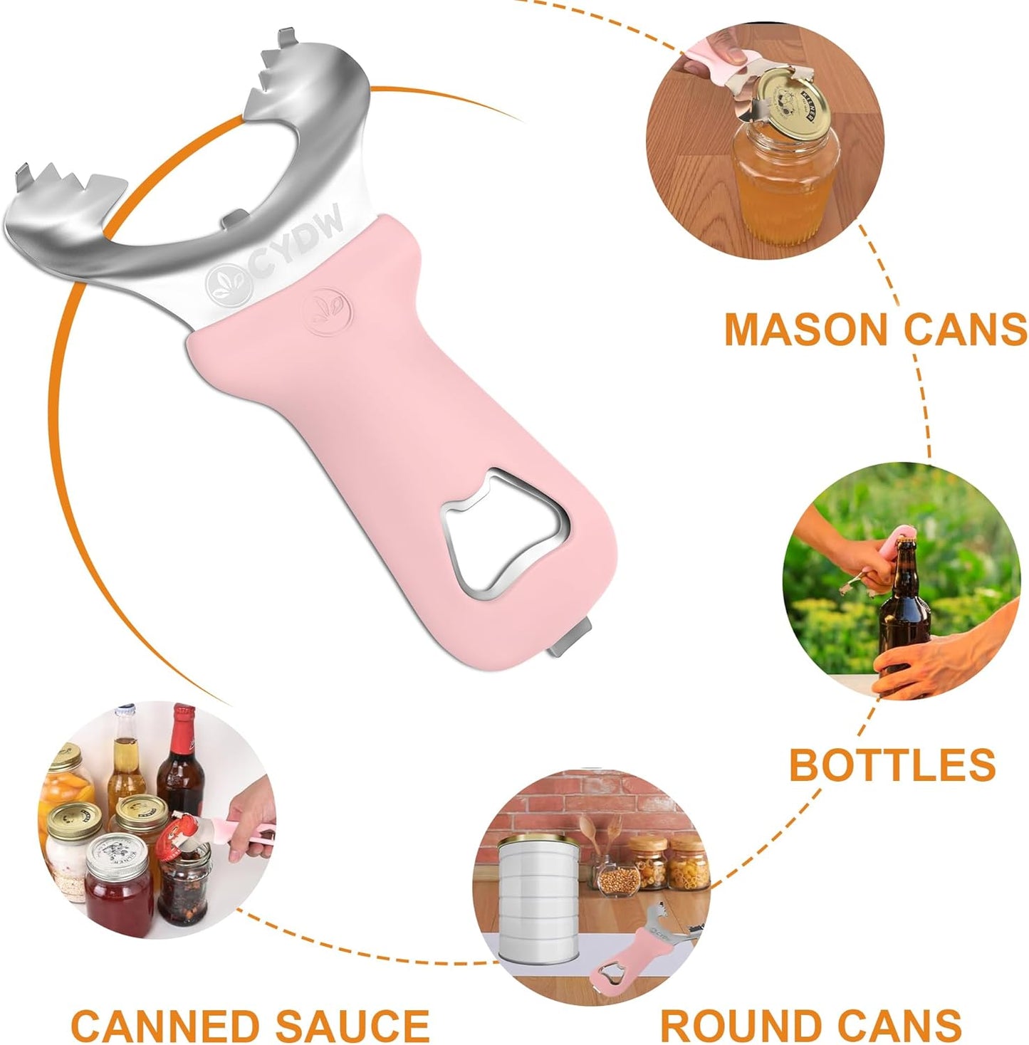 No-Dent Mason Jar Opener Tool - Multi-Purpose Handheld Can & Bottle Opener