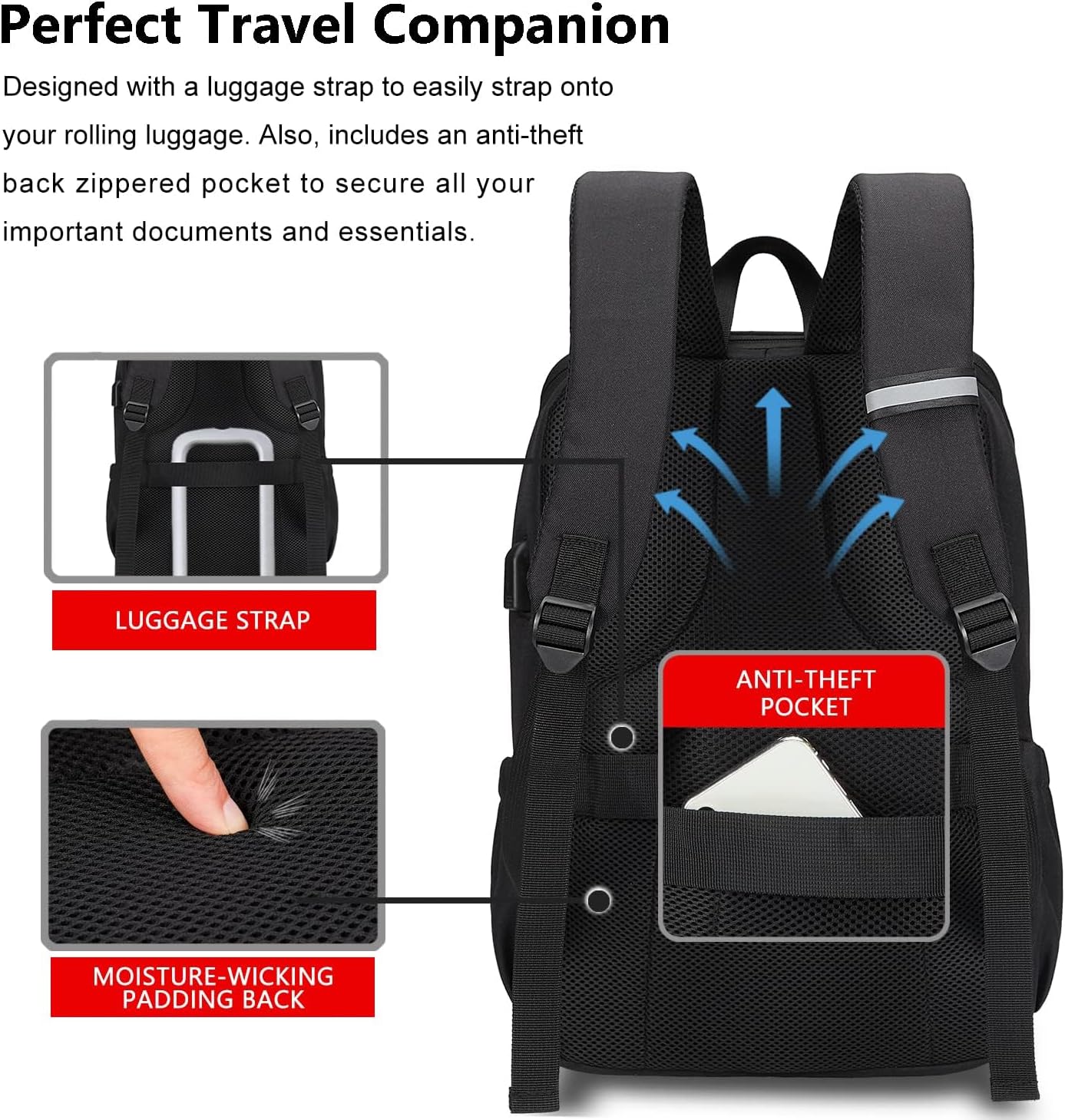 Deep Storage Laptop Backpack with USB Charging Port[Water Resistant]  15 Inch Laptop