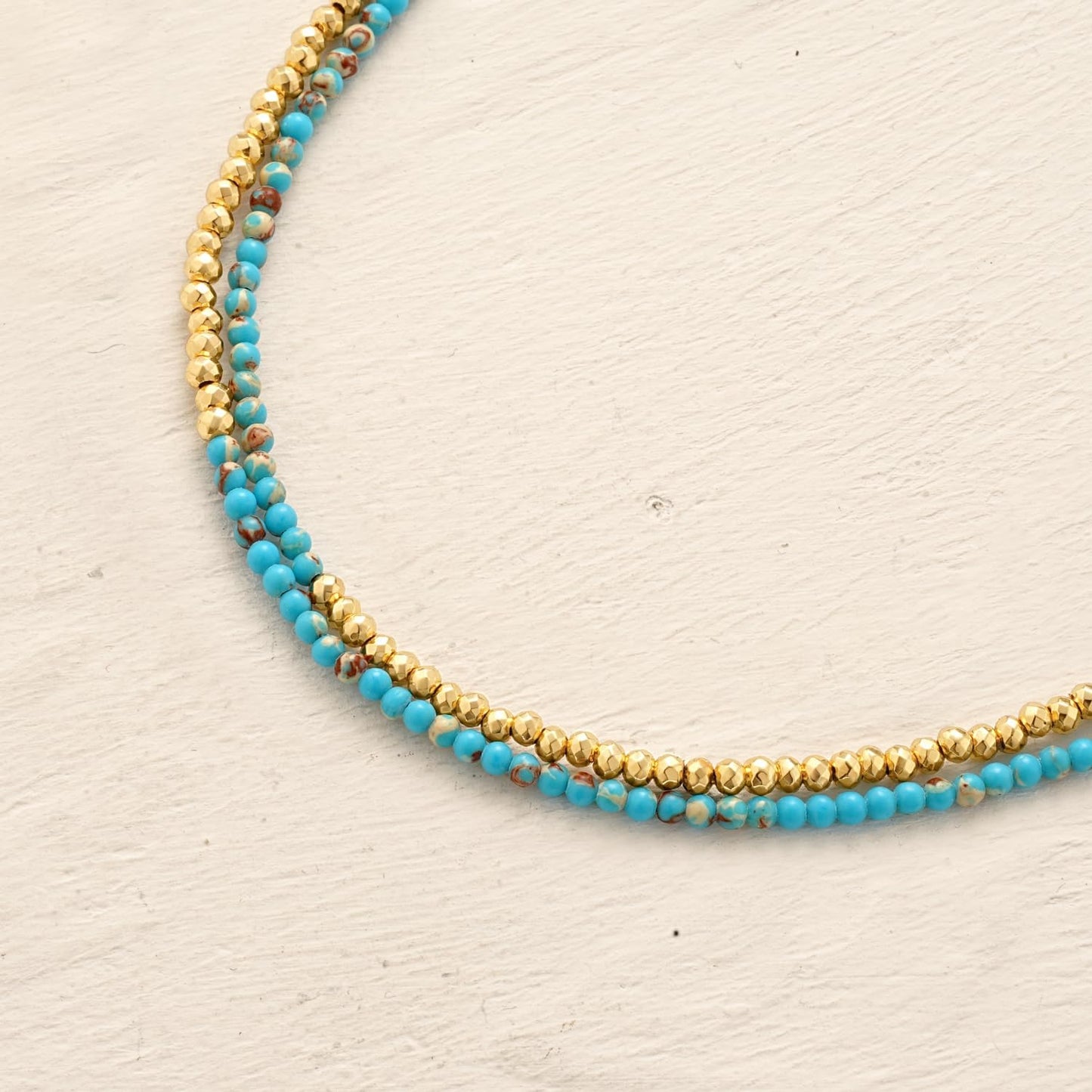 Women Beaded Bracelet Gold Double Layer Gemstone 14K Simple Dainty Handmade Chain Everyday Boho Beach Jewelry