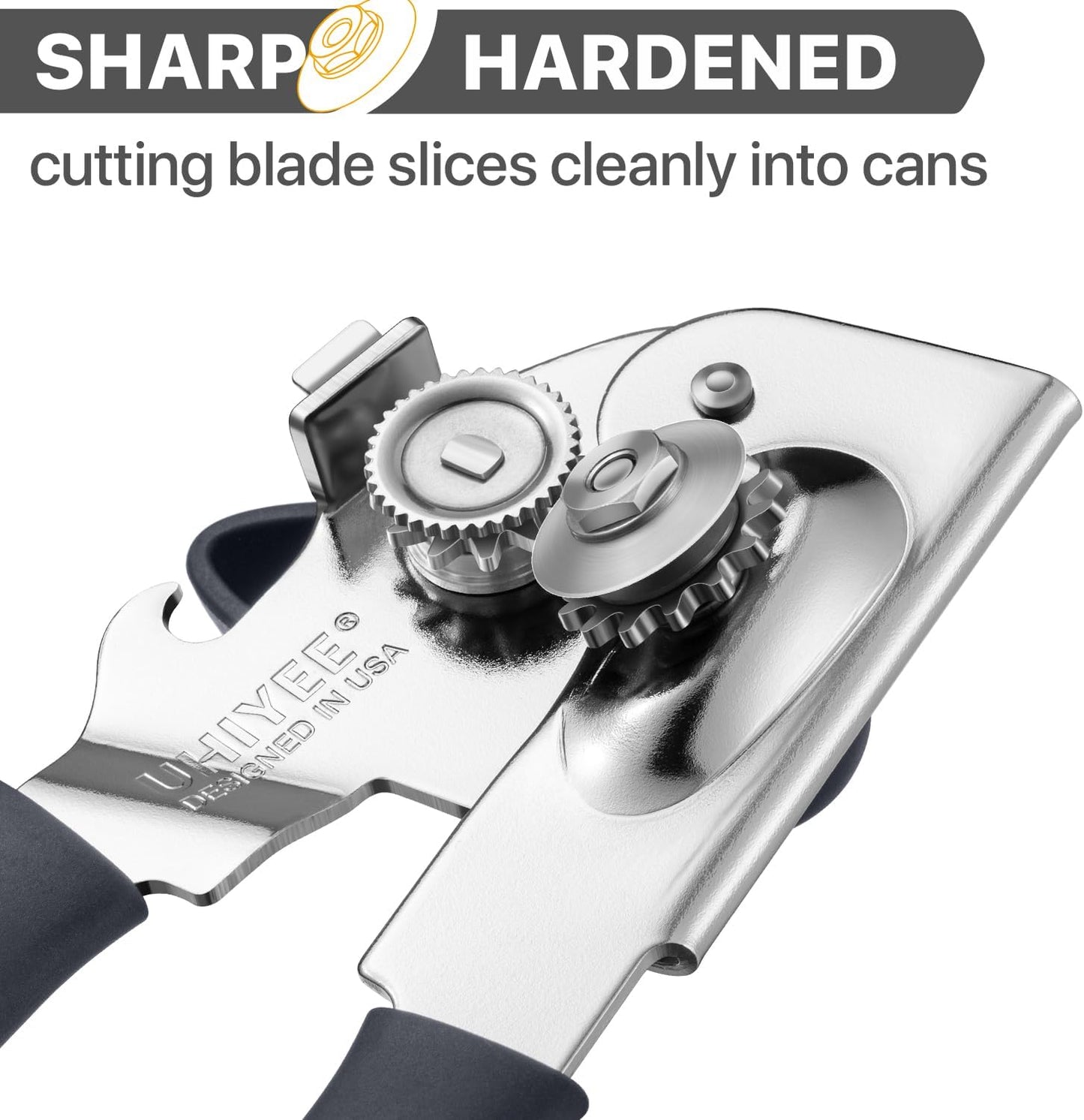 Can Opener Manual Heavy Duty, Solid Steel Hand Manual Can Open with Magnet for Kitchen Camping, Gray
