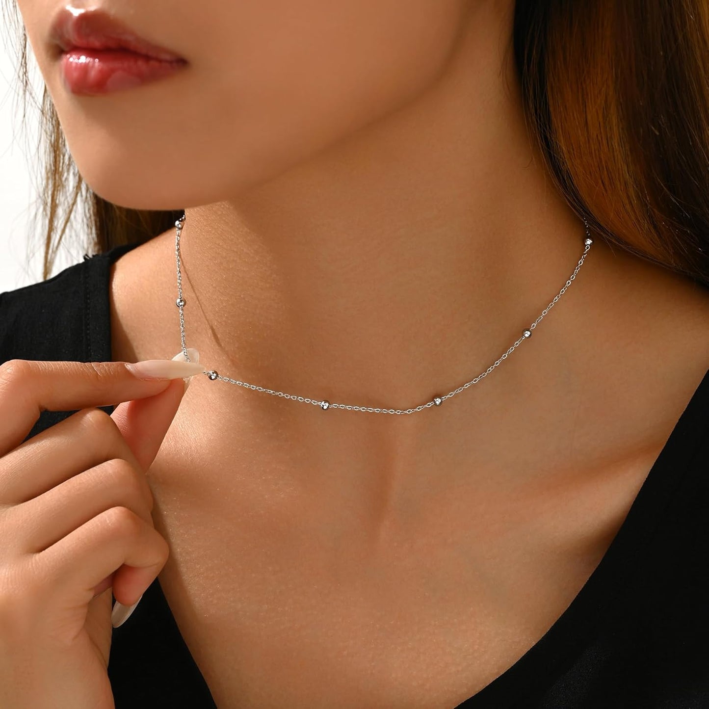 Dainty Gold Chain Necklace For Women - 18K Gold Plated Coin Disc Choker With Beaded & Paper Clip Layered Chain, Everyday Jewelry Gift