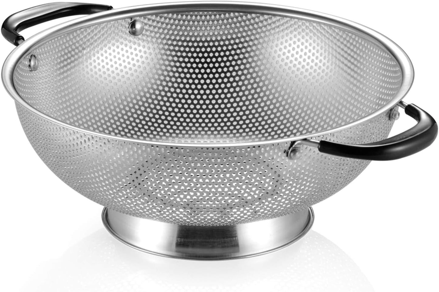 18/8 Stainless Steel Colander, Easy Grip Micro-Perforated 5-Quart Colander, Strainer with Riveted and Heat Resistant Handles