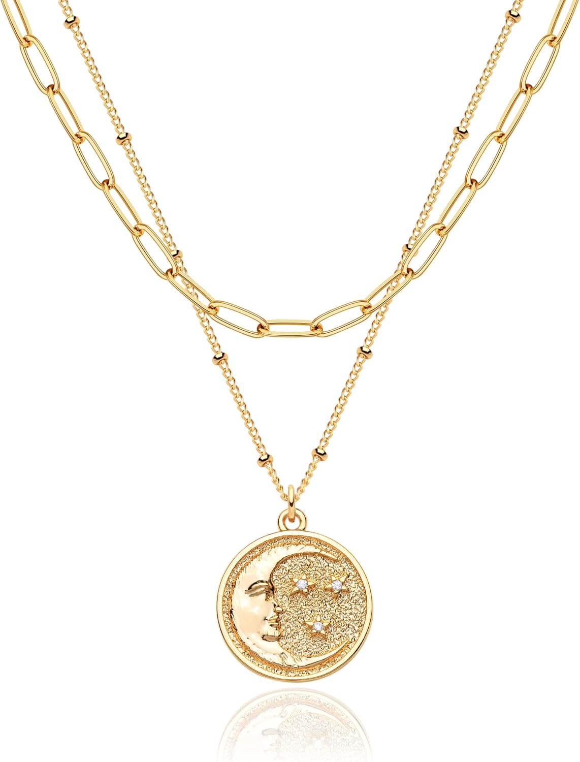 Layered Heart Necklace, Handmade 18K Gold Plated Dainty Choker With Arrow Bar Pendant for Women