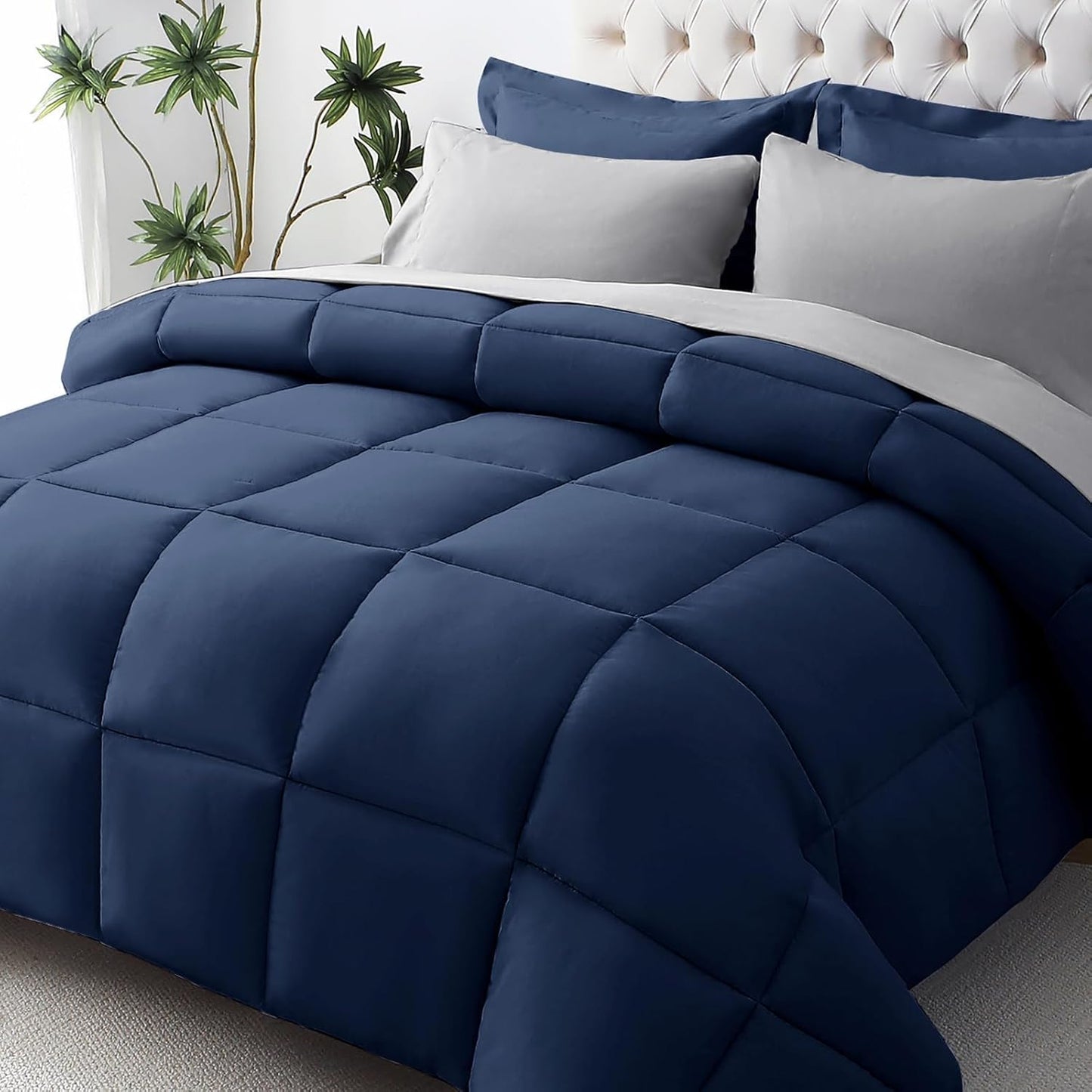 Queen Comforter Set, Ultra-Soft Bed in a Bag Queen Size 7 count