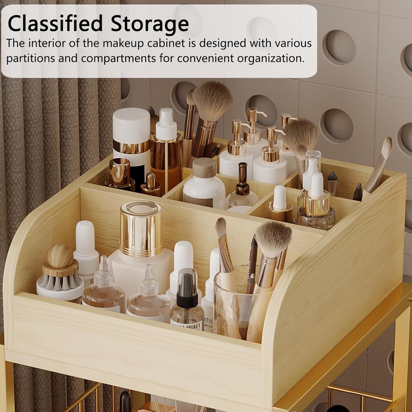 Makeup Organizer Cart with Drawers, Floor Skincare Organizers Make Up Organizers