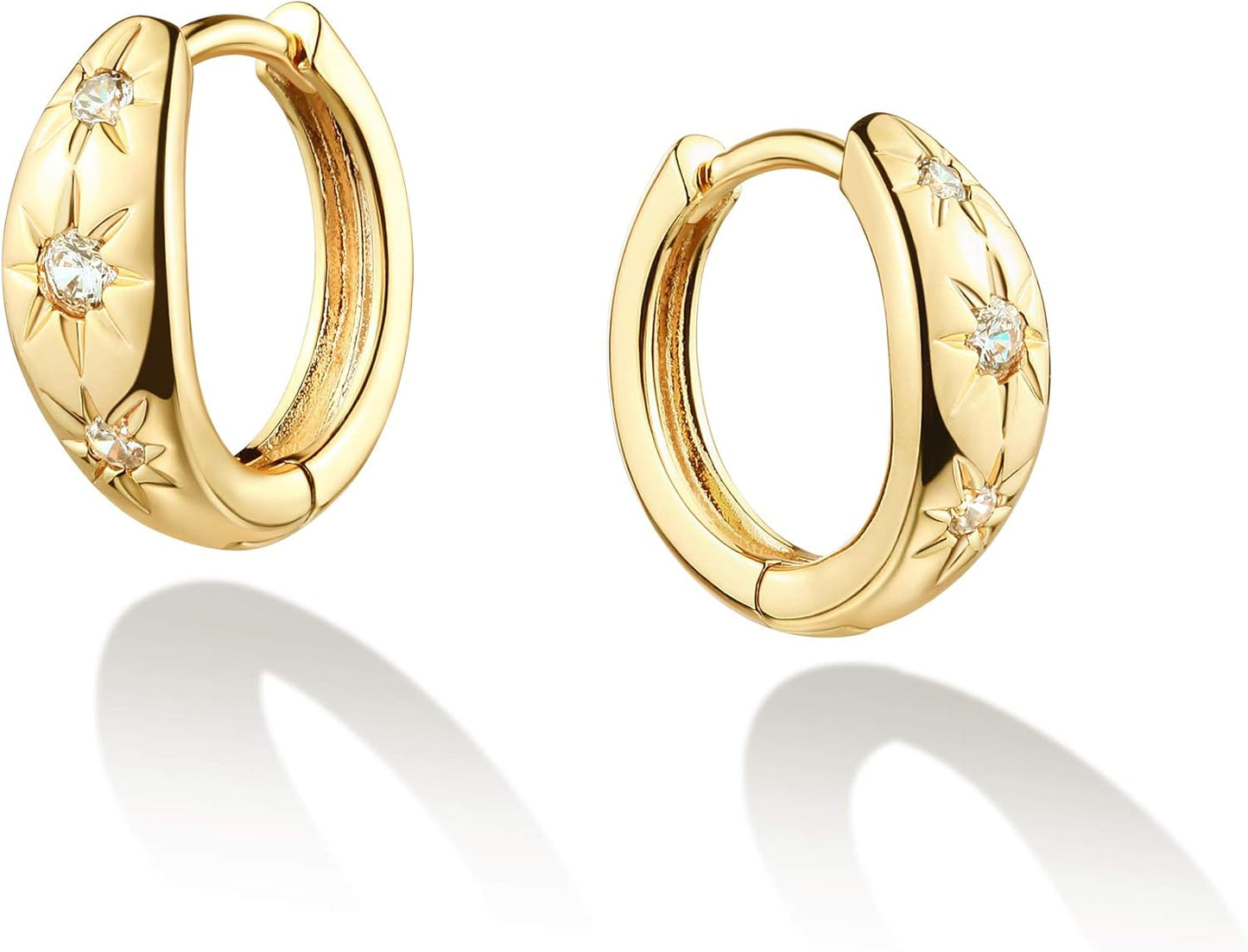 Cubic Zirconia Huggie Earrings 14k Gold Plated Tiny Earrings Small Huggie Hoop Earrings Simple Lightweight Hoops Gift for Women