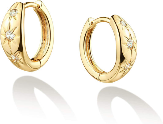 Cubic Zirconia Huggie Earrings 14k Gold Plated Tiny Earrings Small Huggie Hoop Earrings Simple Lightweight Hoops Gift for Women