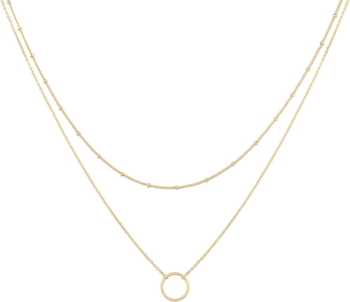 Layered Necklace with Heart & Arrow Pendant, 18k Gold Plated Dainty Choker for Women
