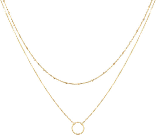 Layered Necklace with Heart & Arrow Pendant, 18k Gold Plated Dainty Choker for Women