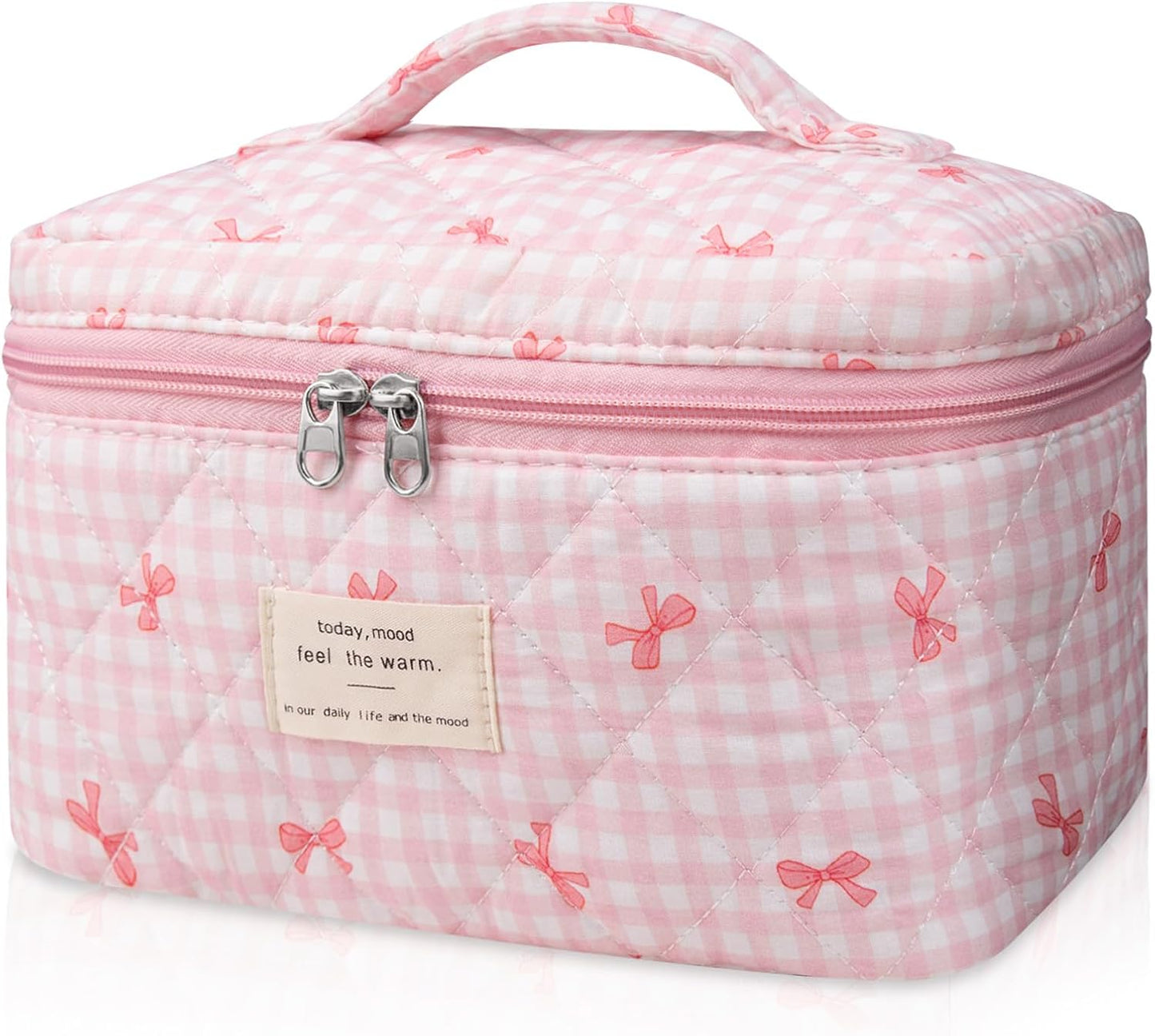 Large Makeup Bag, Cute Cosmetic Bag for Women Girls, Floral Coquette Aesthetic Toiletry Bag, Travel Make Up Organizer Bag (BDLH)