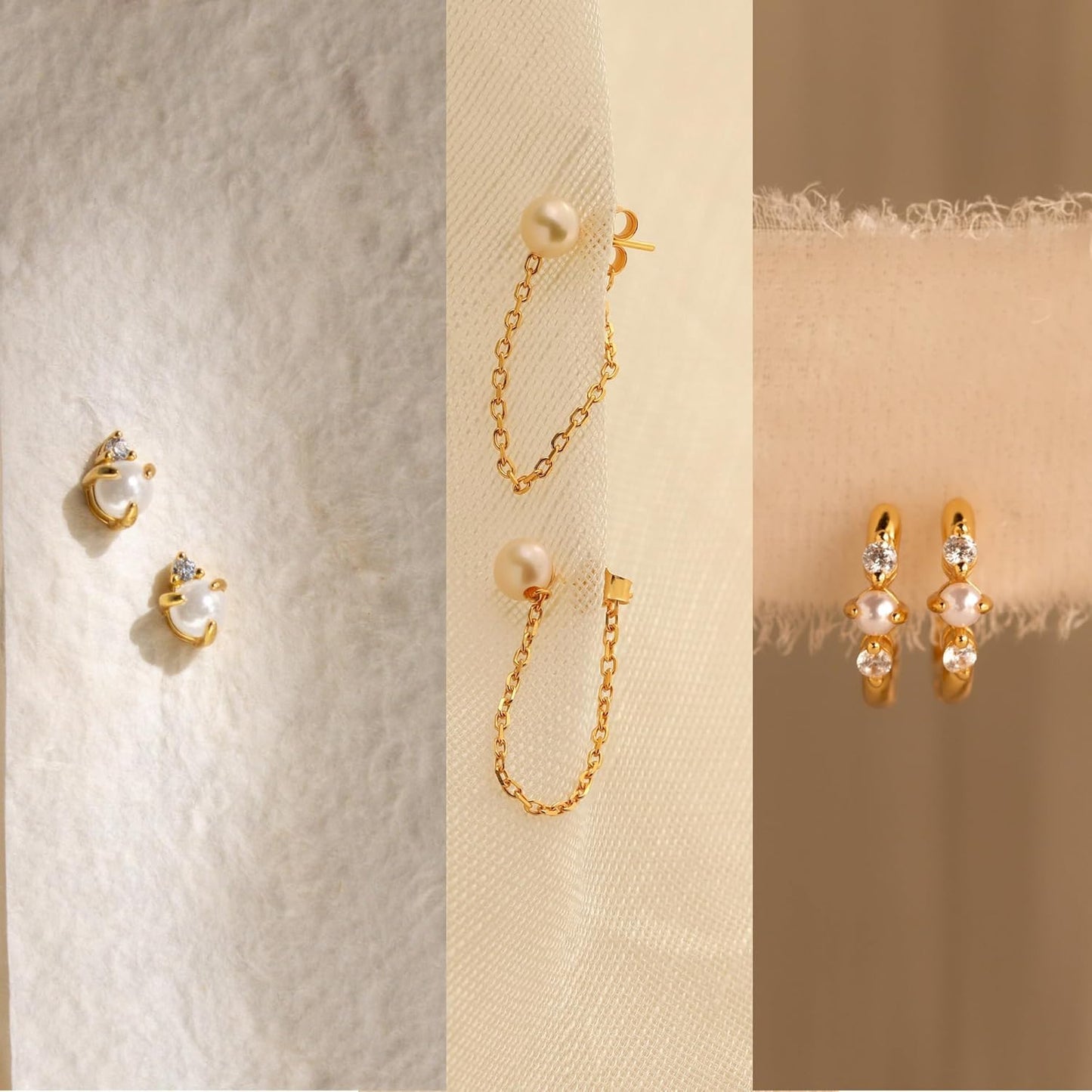 Gold Earrings for Women, 14k Gold Plated Dangle Huggie Earrings for Women Trendy Dainty Gold Hoop Earring Stacks