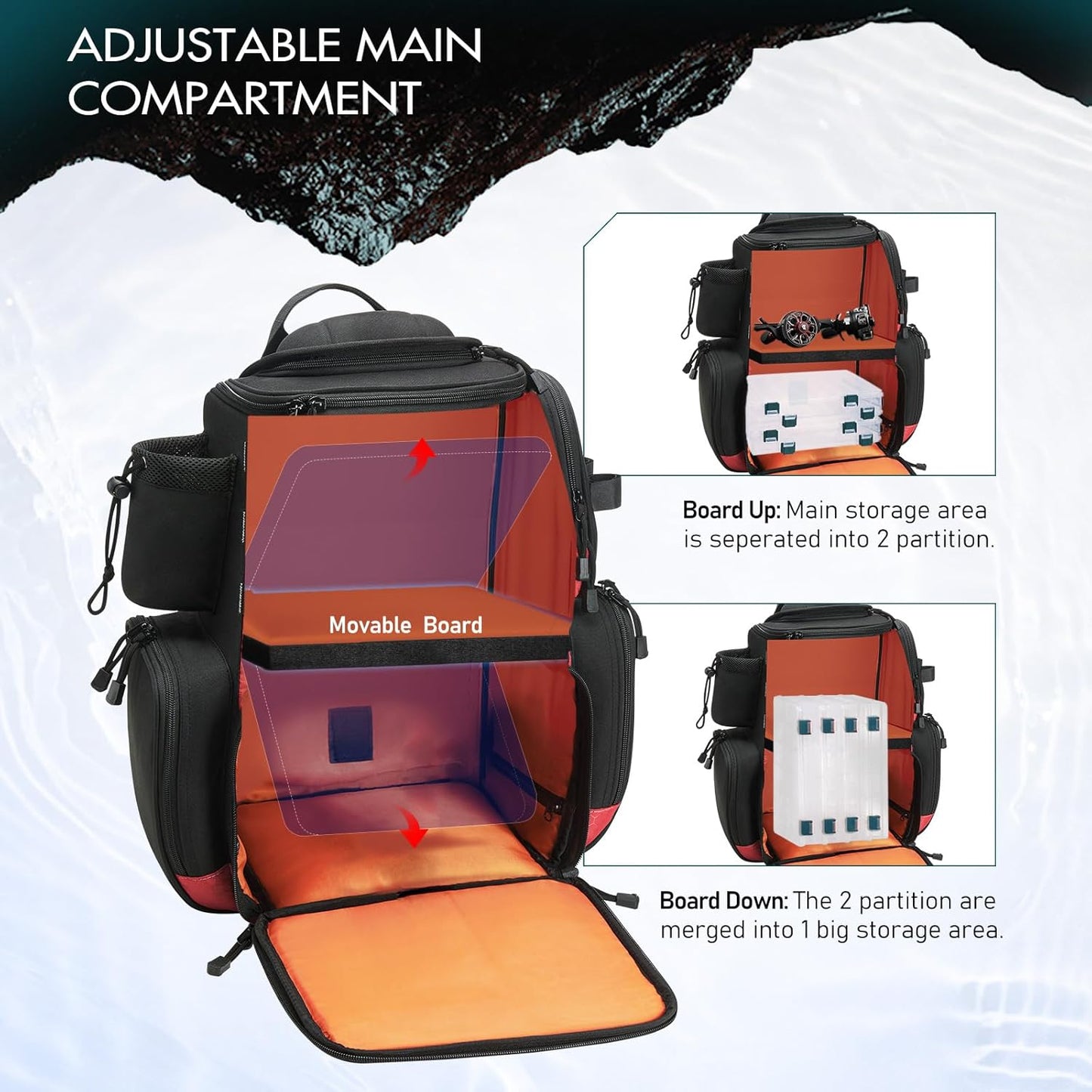 with 2 Rod Holders & 4 Tackle Boxes, Large Tackle Storage Bag With Rain Cover for Fishing Gear