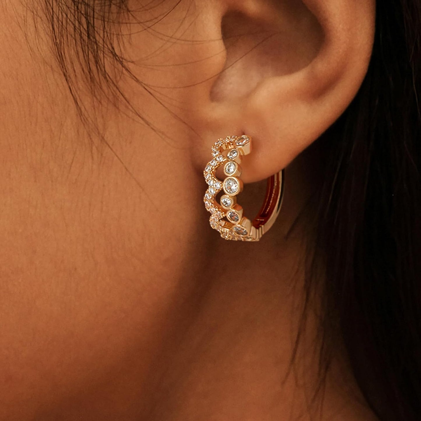 Cubic Zirconia Huggie Earrings 14k Gold Plated Tiny Earrings Small Huggie Hoop Earrings Simple Lightweight Hoops Gift for Women