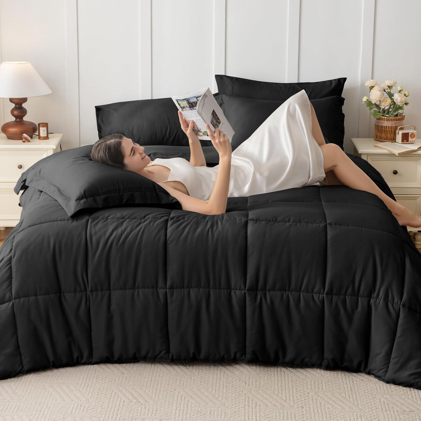 Queen Comforter Set, Ultra-Soft Bed in a Bag Queen Size 7 count