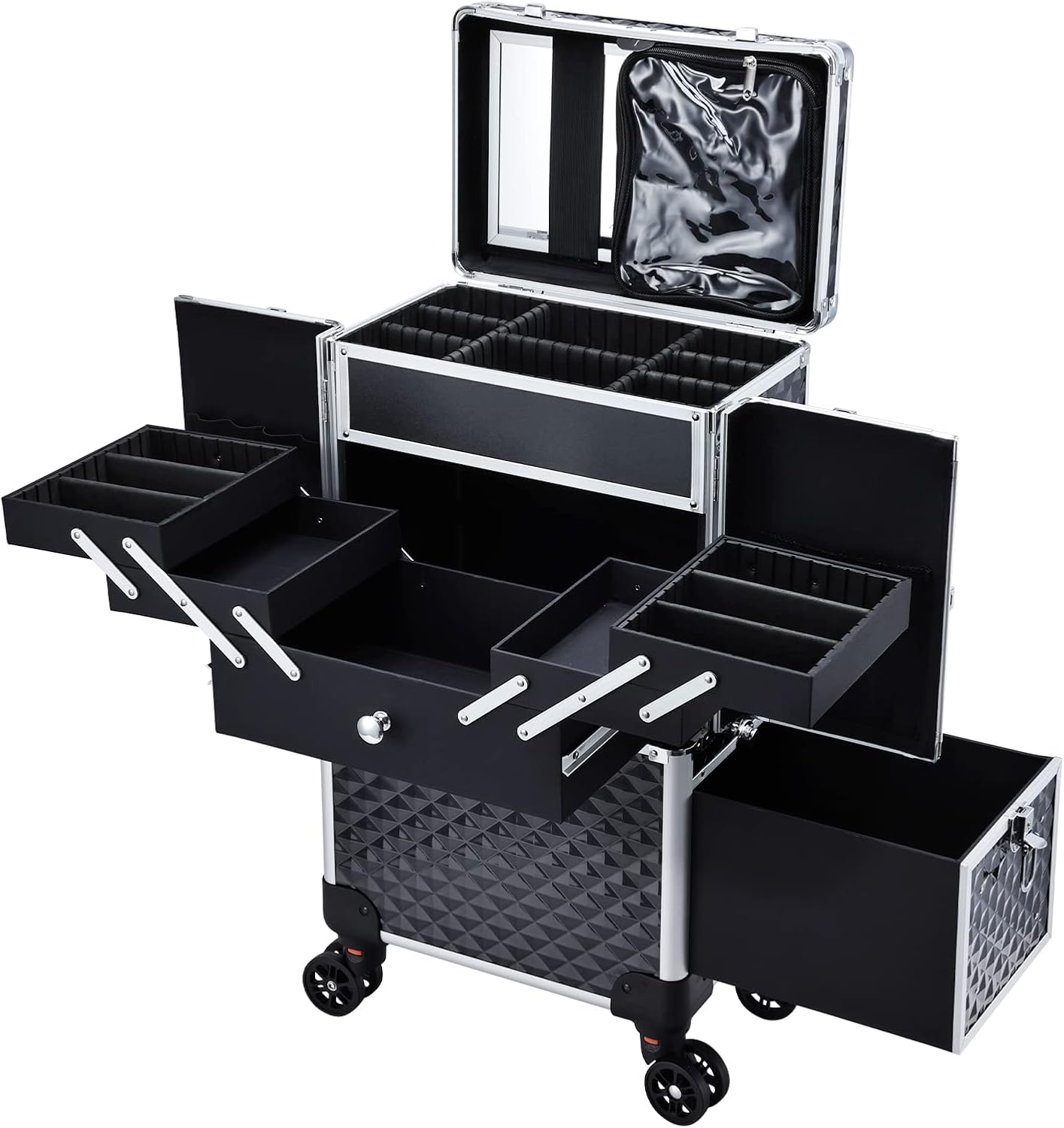 Professional Makeup Artist Rolling  Case Multi-functional Cosmetic  Case