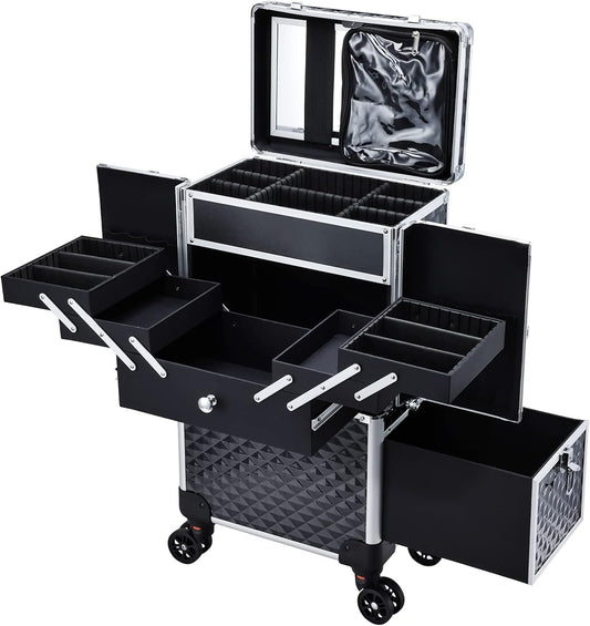 Professional Makeup Artist Rolling  Case Multi-functional Cosmetic  Case