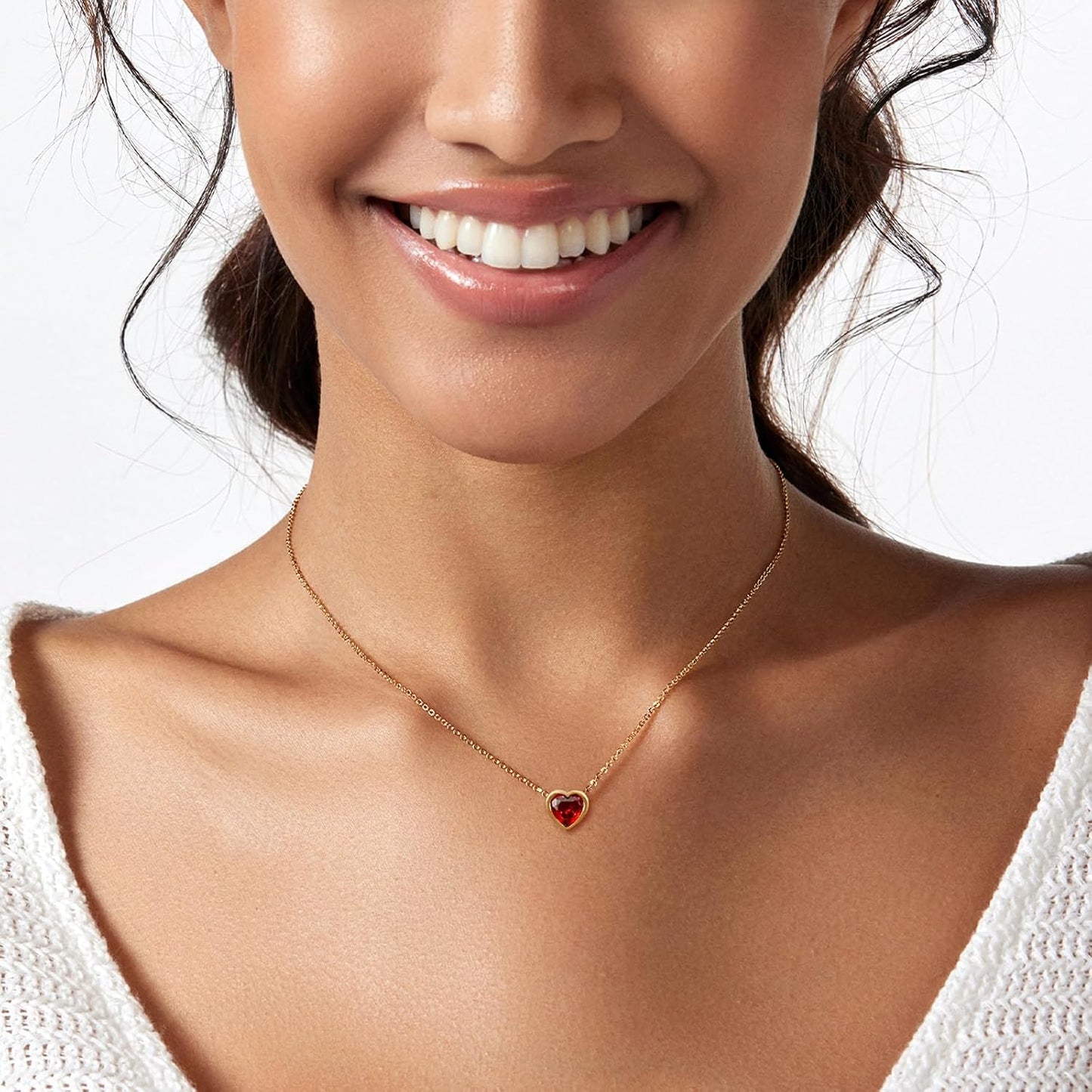 18K Gold/Silver Plated Tiny Love Heart Choker Necklace For Women And Girls - Dainty Valentine's Day Gift