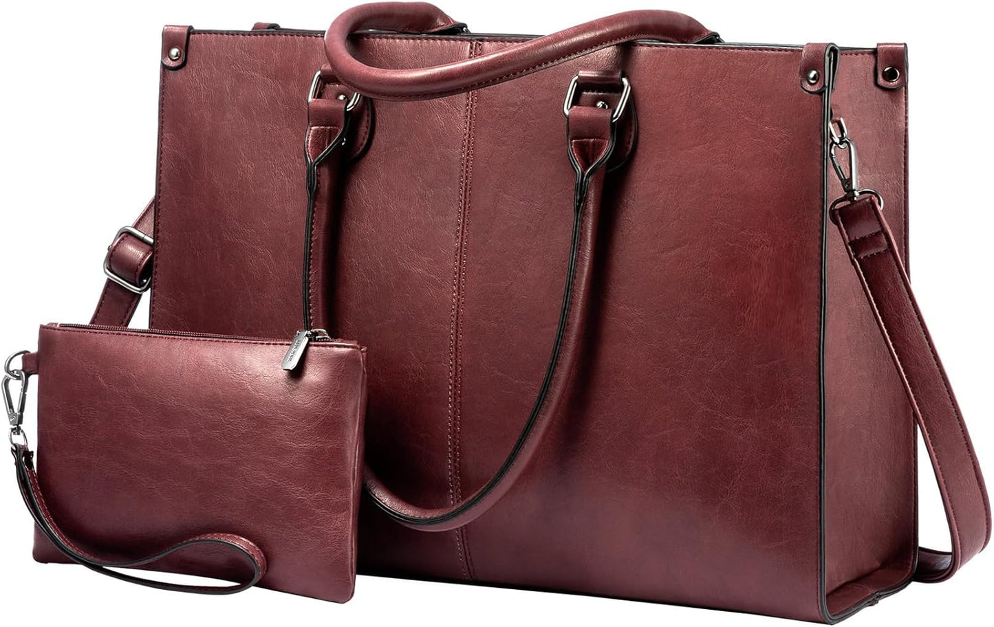15.6 Inch Large Capacity Vintage Leather Work Computer Bag, Business Casual Shoulder Handbag