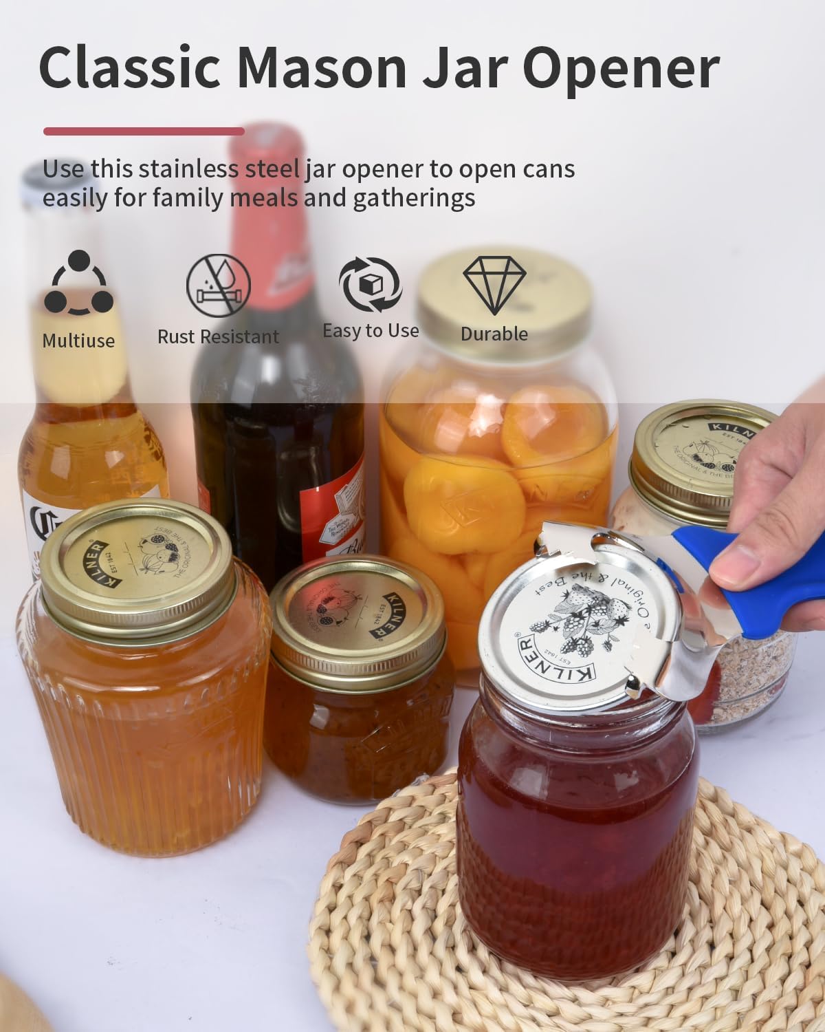 Can Opener Manual Multi-Purpose, Easy Twist Manual Handheld Top Remover Utensil, Canning Supplies Tools and Bottle Opener