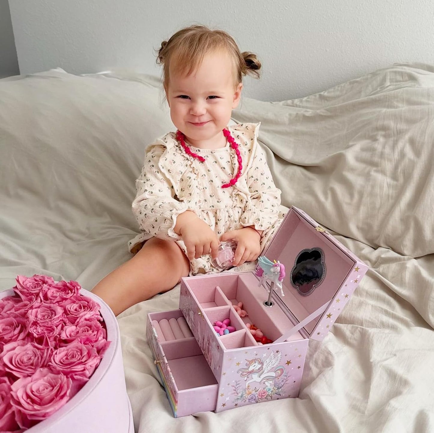 Children's Jewelry Box, Kids Jewelry Organizer with Unicorn for Little Girls, Jewelry Case Gift