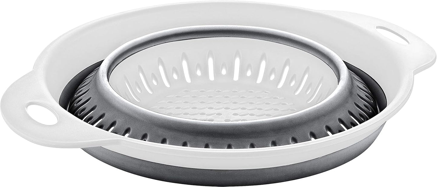 Collapsible Colanders (Strainers) for Fruit Vegetable Food Sizes 8" - 2 Quart (grey)