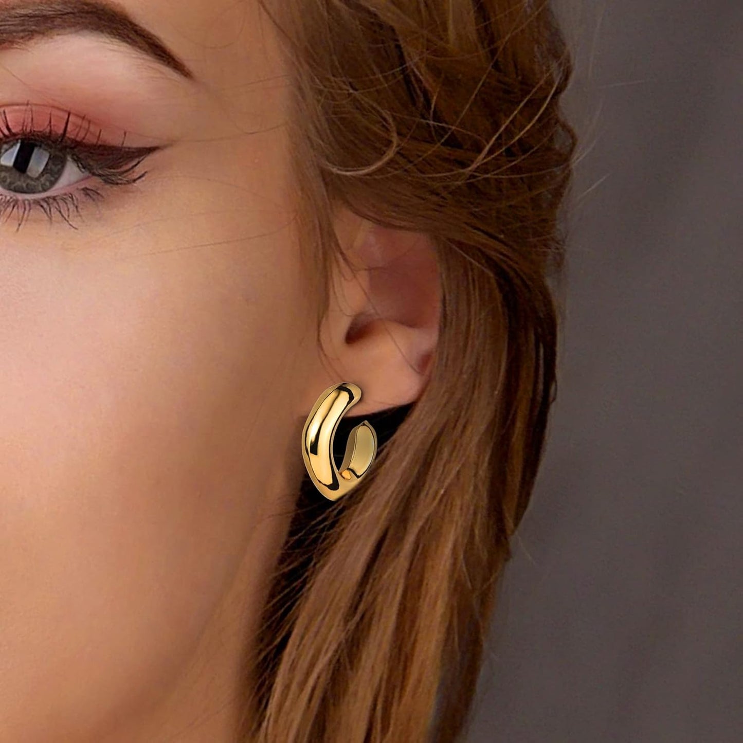 6 Pairs 14K Gold Hoop Earrings for Hoop Earrings Multipack Thick Open Twisted Huggie Hoops Earring Set Jewelry for Gifts.