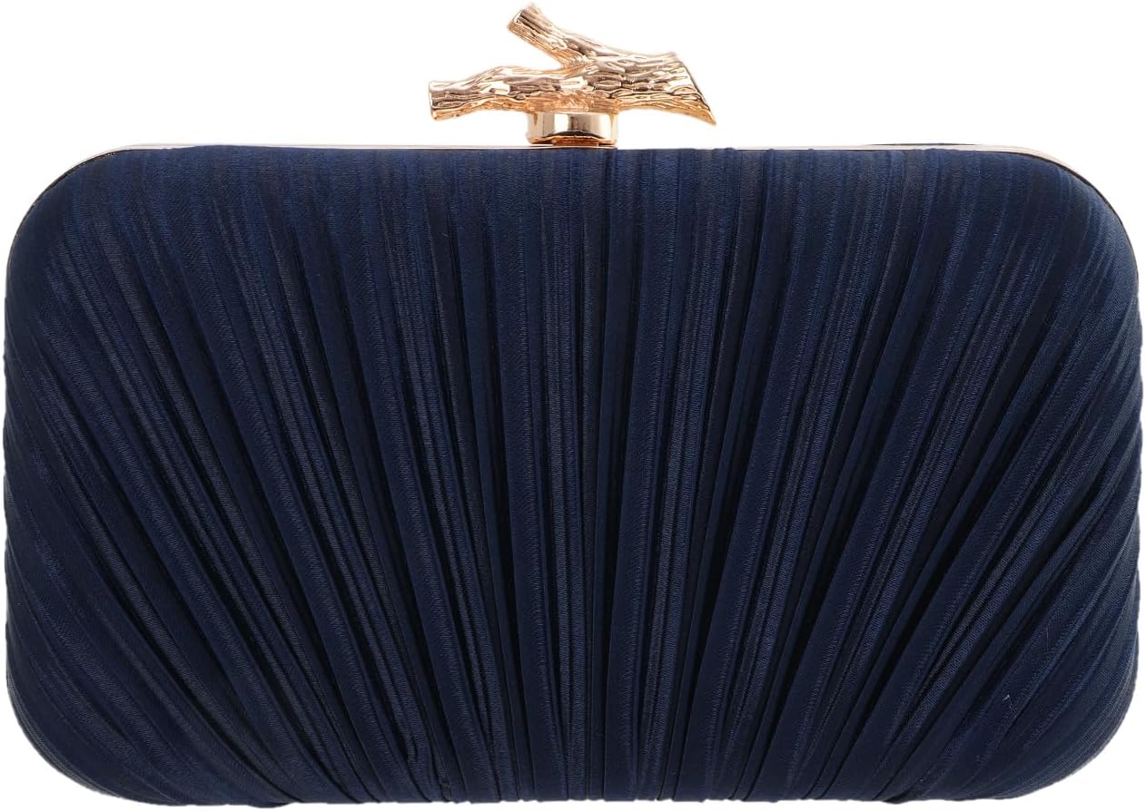 Clutch Purses for Women Evening Bag Pleated Clutch Bag with Chain for Wedding Party