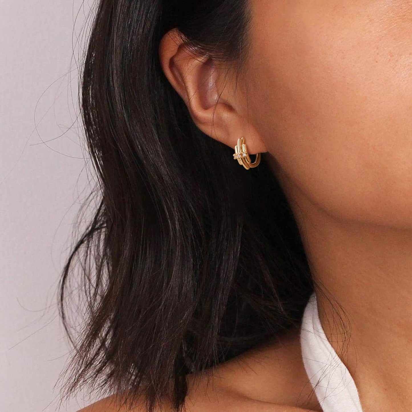 Cubic Zirconia Huggie Earrings 14k Gold Plated Tiny Earrings Small Huggie Hoop Earrings Simple Lightweight Hoops Gift for Women