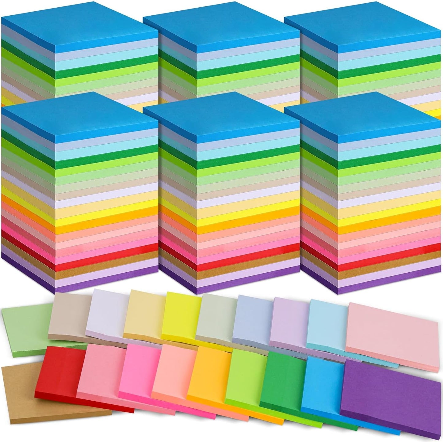 OMOMMD 100 Pack Sticky Notes Bulk 3 x 3 in Self-Stick Note Pads Colorful Posted Note in 20 Colors Adhesive Paper Memo 50 Sheets/Pad Easy to Post for Office Home School Meetings Notebook Wall Door Window