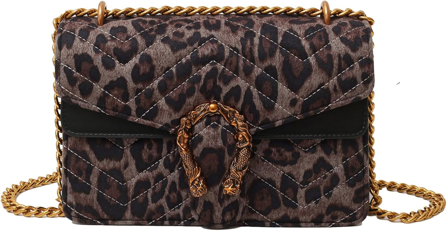 Crossbody Bags for Women - Snake Printed Clutch Purses Leather Chain Shoulder Bags Evening Handbags