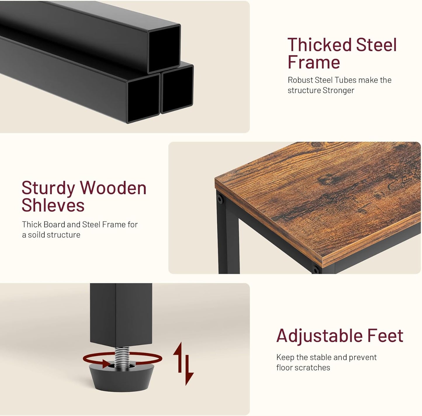 Narrow Small Side Table for Small Space, 2 Tier Sofa Skinny End Table for Living Room, Bedroom