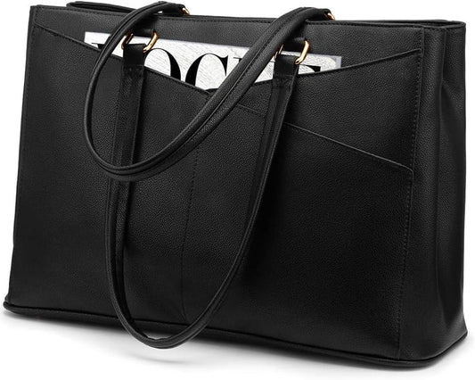 Laptop Tote Bag for Women 15.6 Inch Waterproof Leather Computer Bags Business Office Work Briefcase