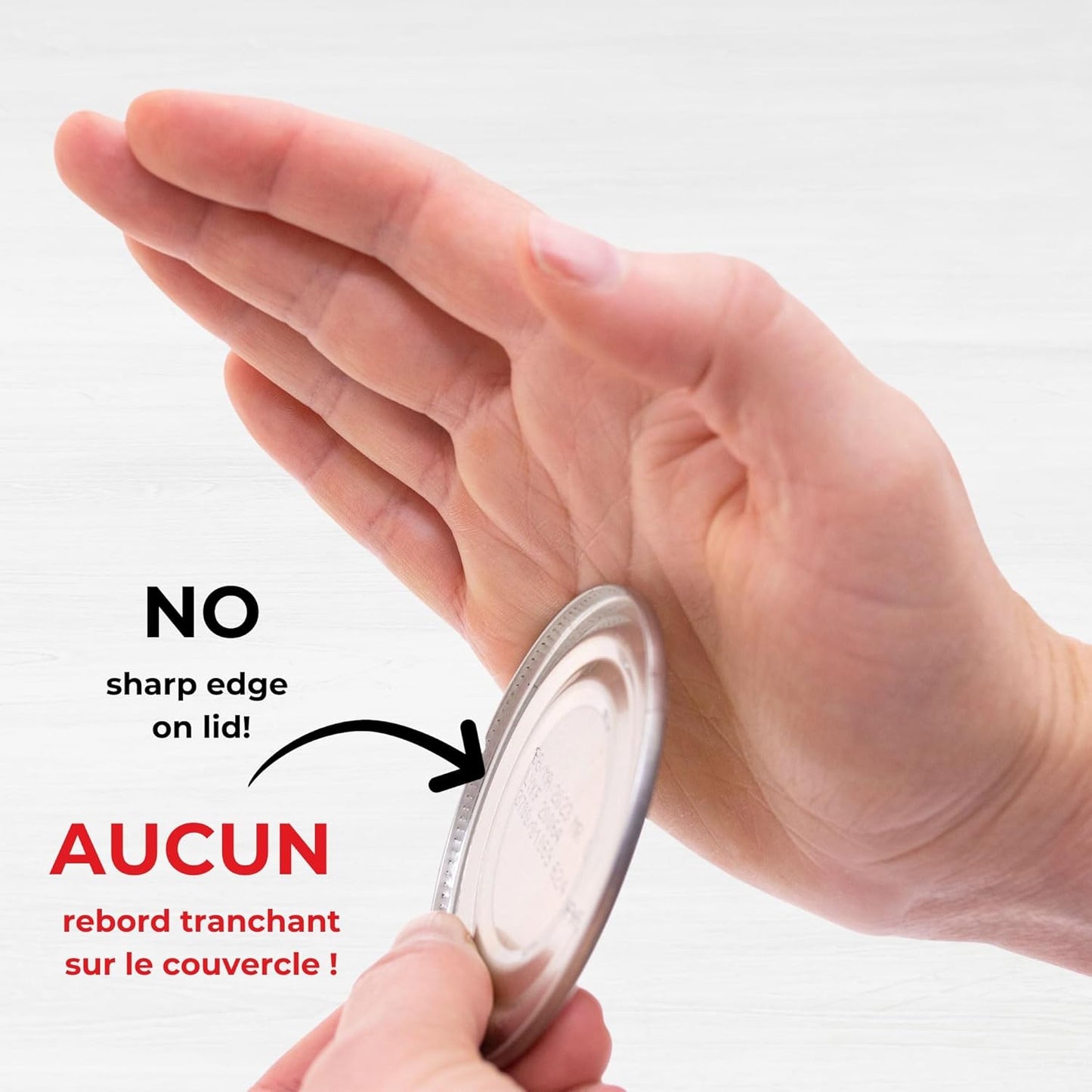 Can Opener - Safe No-Sharp-Edge Design, Holds Lid - Heavy Duty Comfort Grip