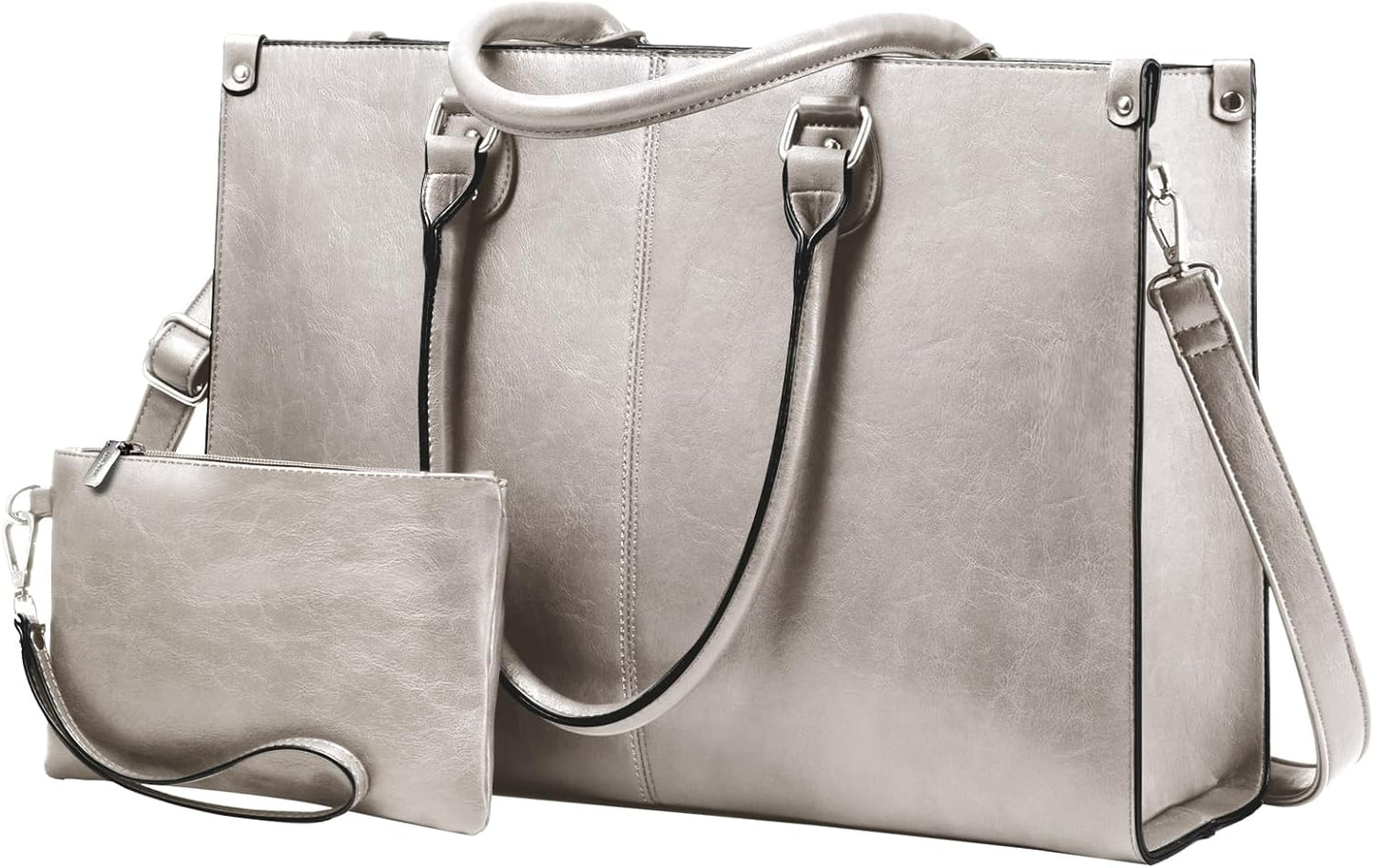 15.6 Inch Large Capacity Vintage Leather Work Computer Bag, Business Casual Shoulder Handbag